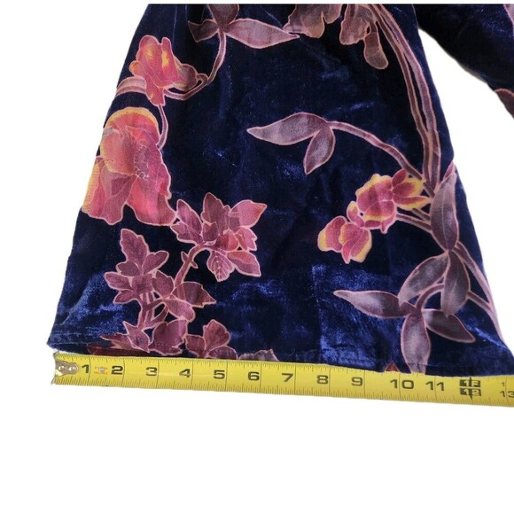 California Moonrise Velvet Boho Dress Size Small Navy Floral Whimsy Goth Gypsy - Picture 7 of 9